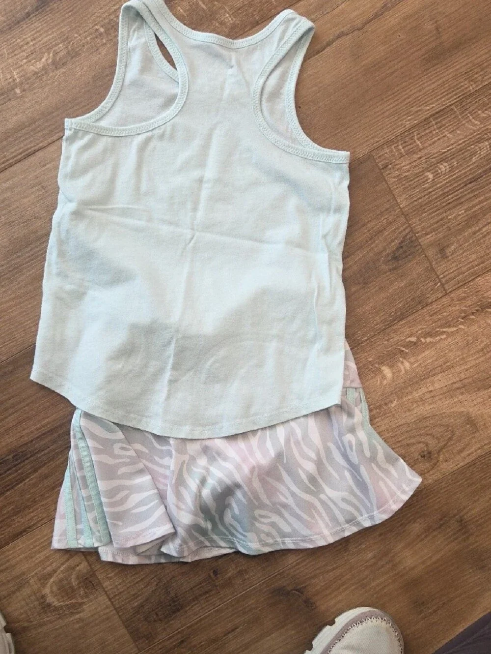 adidas Pastel Blue Tank with Multi-Pastel Zebra Skort
